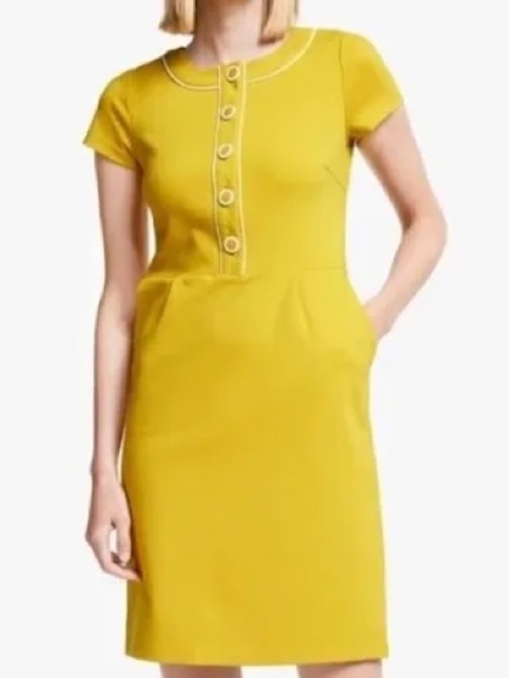 Boden Gracie Ponte Knit Sheath Dress - Daffodil/Saffron Yellow. Size 8R (EUC)
